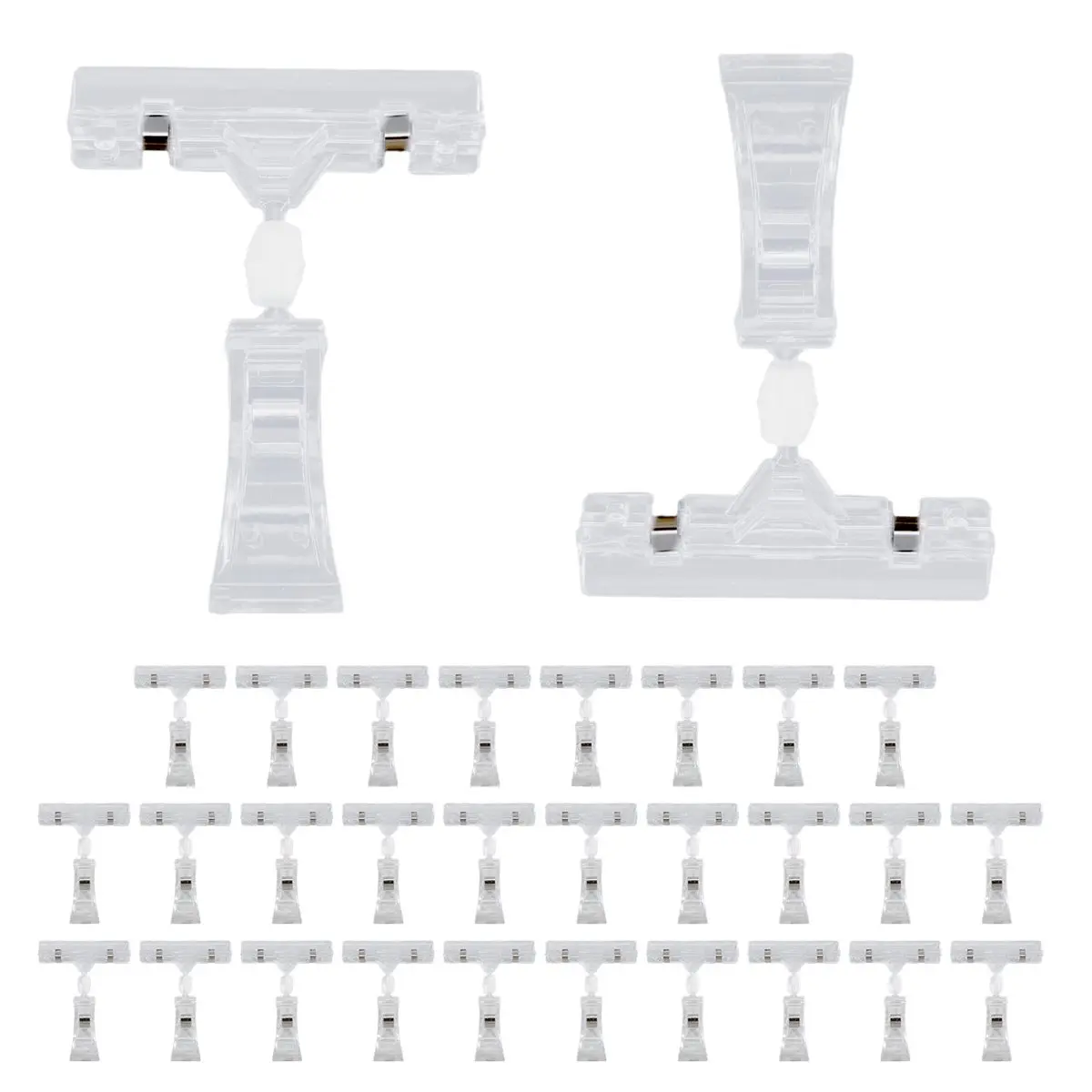 ✼30 Pcs Label Holders Sign Clip, Plastic Clear Rotatable Sign Clips, Merchandise Sign Display Clip, Price Tag Clamp