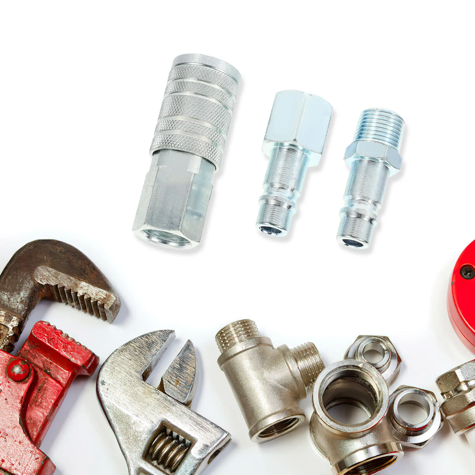 

3pcs Quick Connect Fitting Iron Straight Connector For Pex Pipe Air Hose Repair Kit High Pressure Resistant Plumbing Coupling