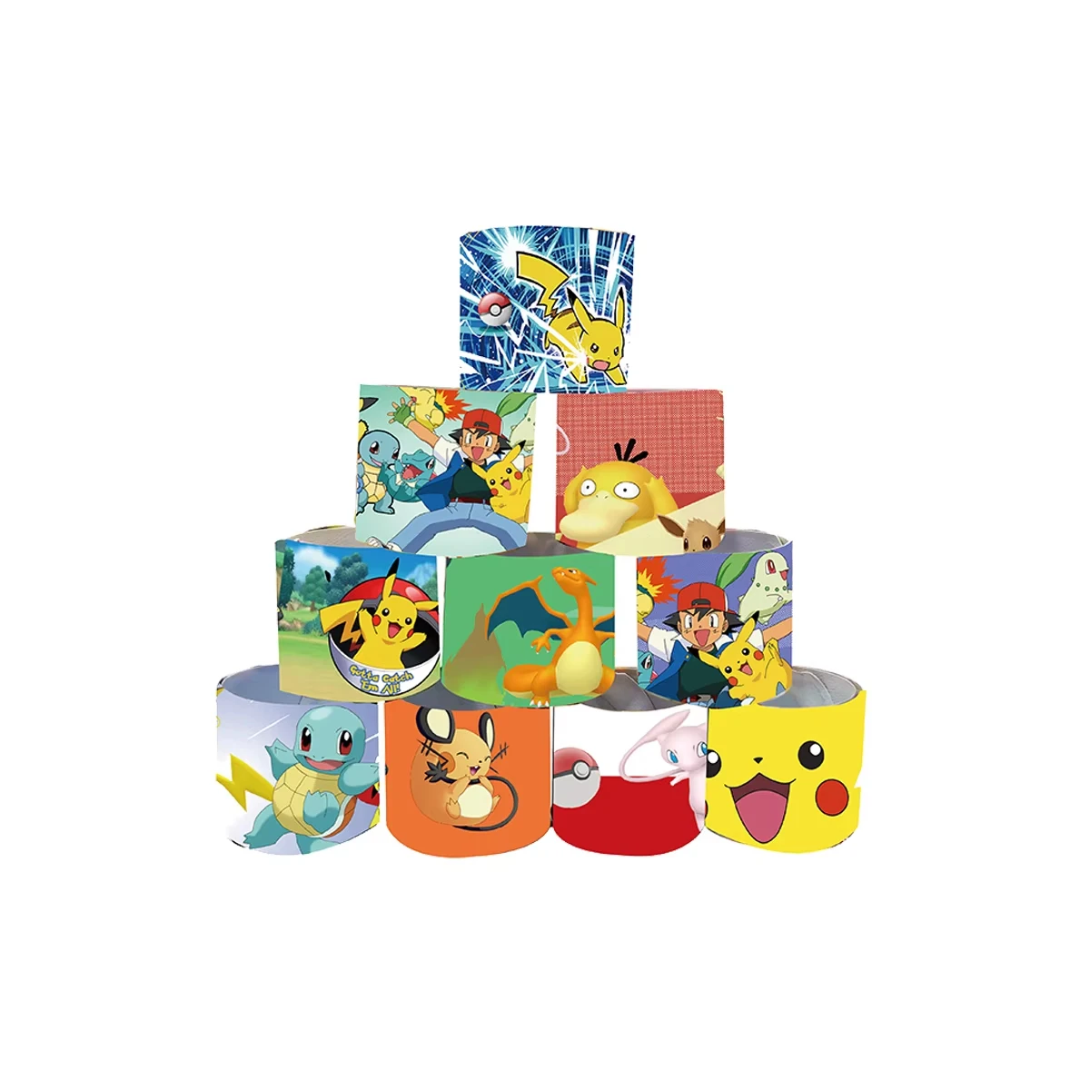 12/24/36pcs Pokemon Pikachu Birthday Party Favors Slap Bracelets Wristbands For Kids Christmas Gifts Party Souvenirs Decorations