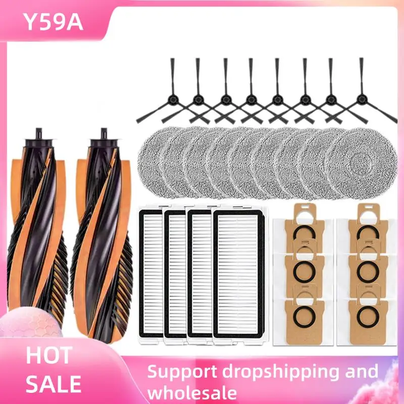 Y59A ل JONR P20 PRO/T5 Pro جهاز آلي لتنظيف الأتربة استبدال الملحقات الرئيسية الجانب فرشاة فلتر Hepa ممسحة القماش كيس لجميع الغبار قطع الغيار P