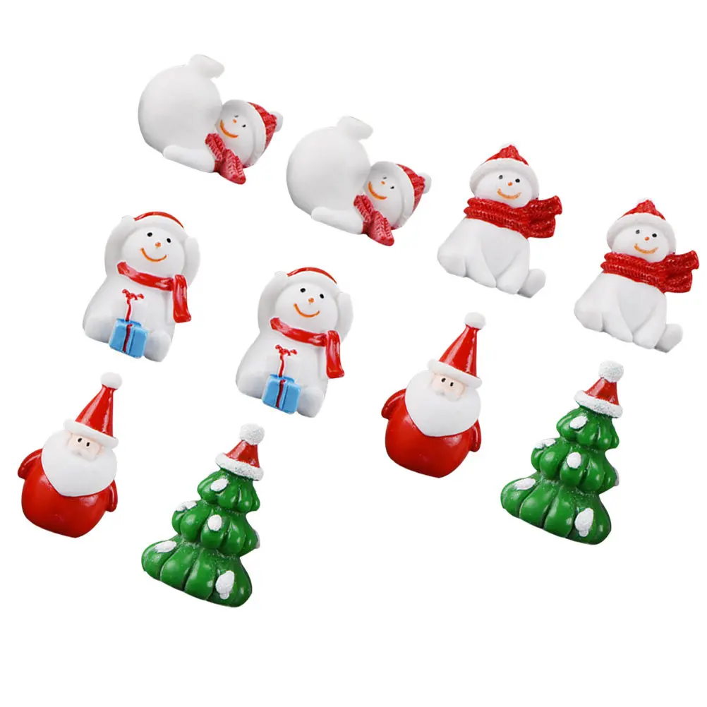 10Pcs Snowman Resin Miniature Landscape Christmas Ornaments Desktop Crafts Home Decoration Resin Adornment Desktop Crafts