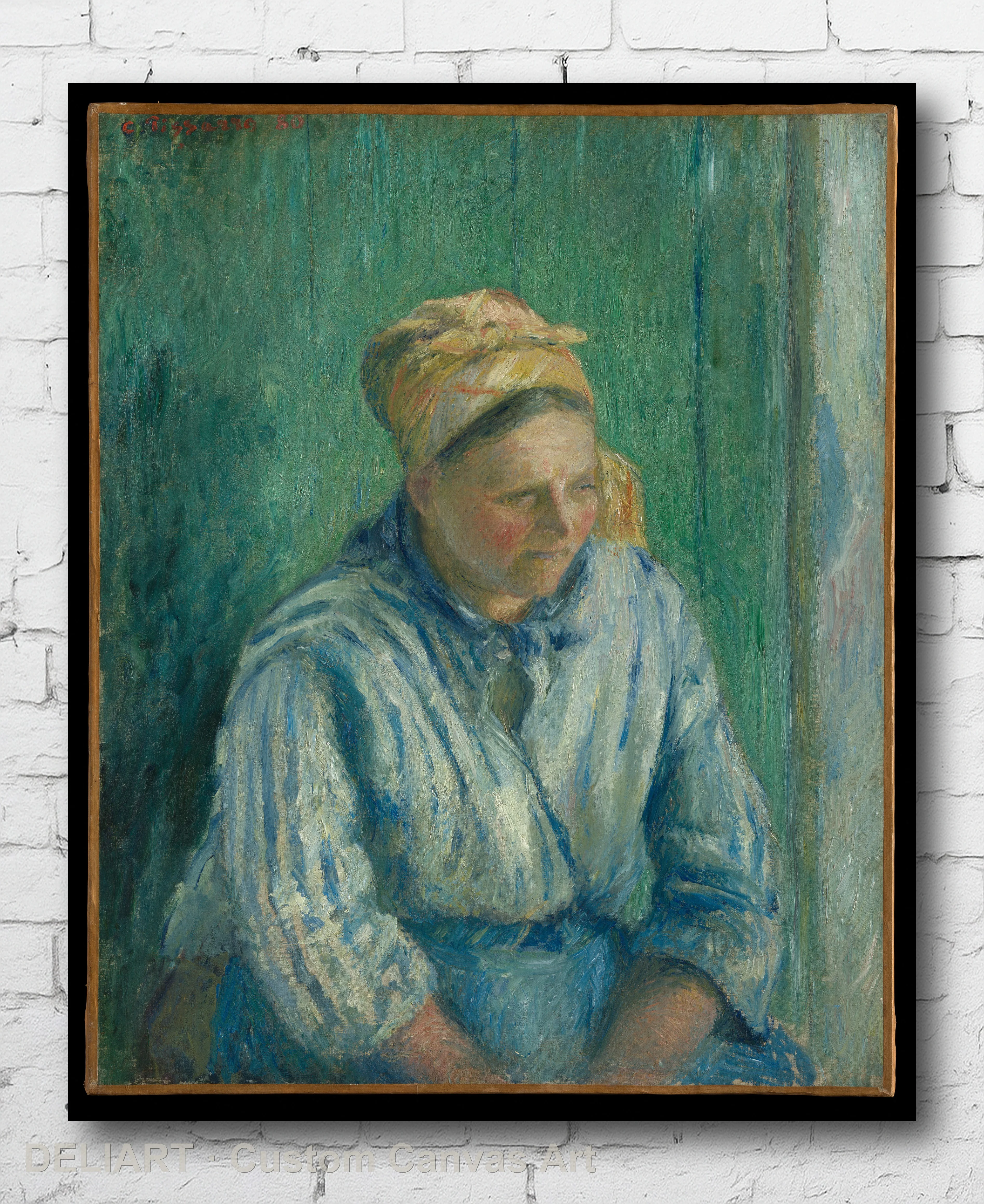 Washerwoman, Study by Camille Pissarro - Impressionist Fine Art Canvas Wall Art Poster Print Vintage Home Decor Unframed