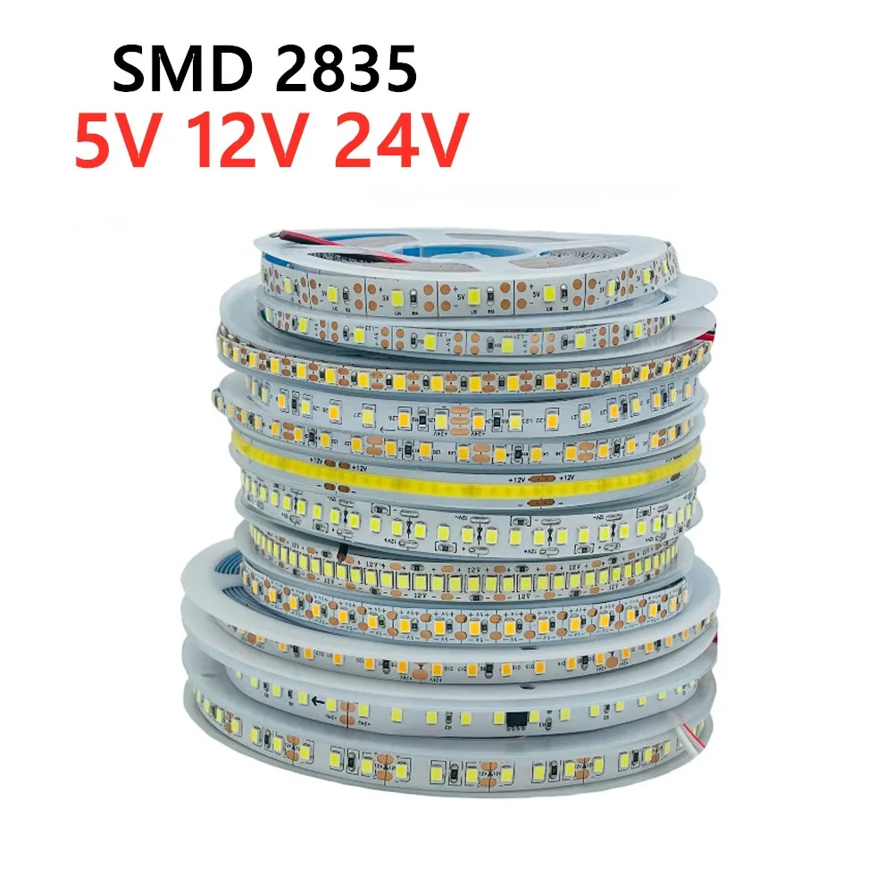 Taśma Led 5V 12V 24V 5m SMD 2835 300/600/1200 taśma listwy Led fixyble światło do pokoju ledlistew podświetlenia szafki