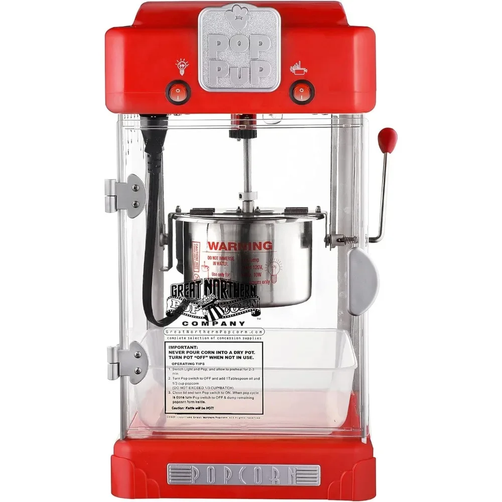 

# l Pop Pup Countertop Popcorn Machine – Tabletop Popper Makes 1 Gallon – 2.5-Ounce Kettle, Catch Tray Warming Light & Scoop, Re