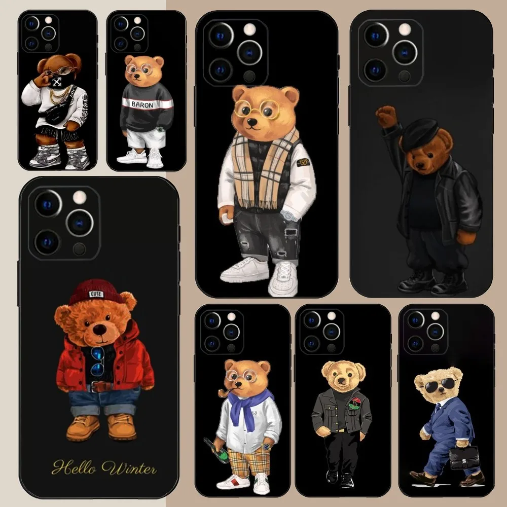 Baron F-Filou Bear Fashion   Phone Case For Apple iPhone 15,14,13,12,11,Pro,X,XS,Max,XR,Plus,Mini Soft Black Cover