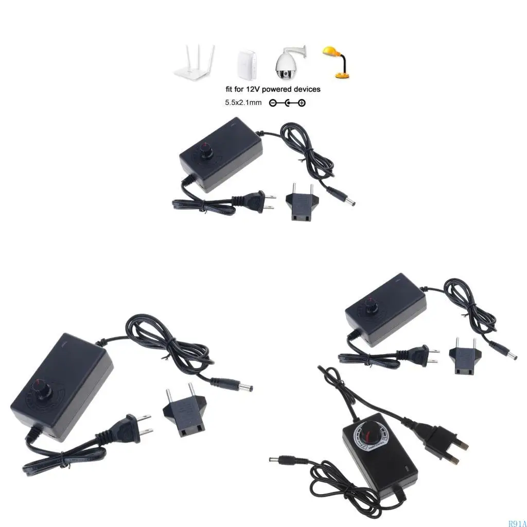 R91A AC 100-240V to 4-12V 2A Universal Adapter Adjustable Power Supply Electric Blower Camera EU/UK Plug