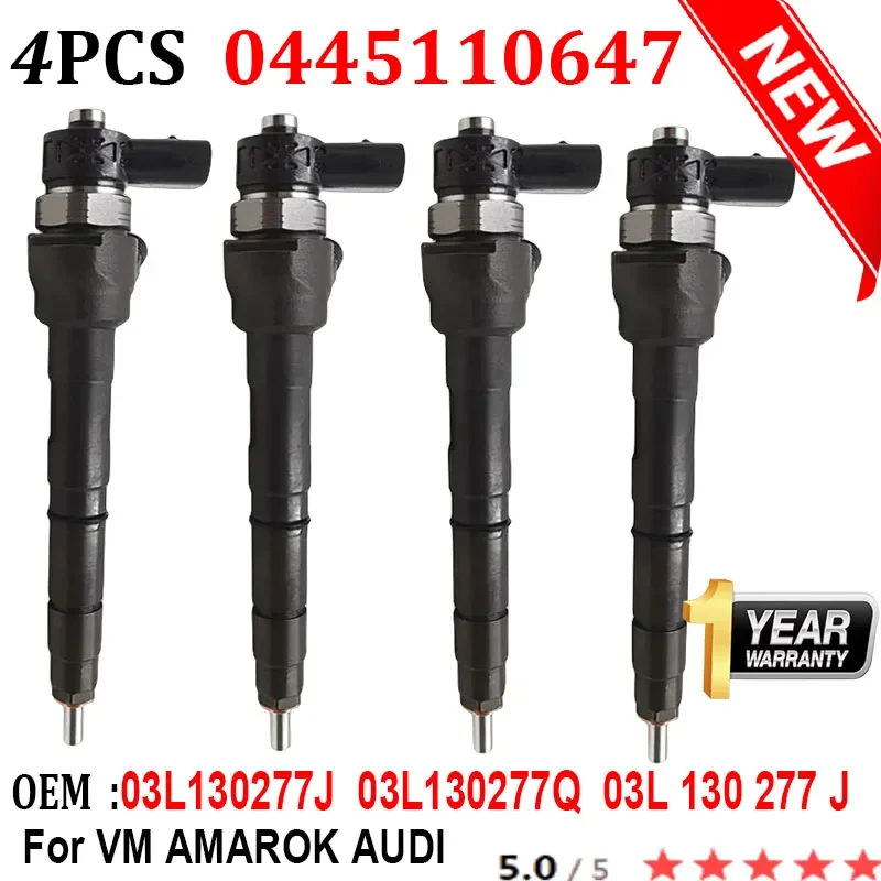 

4 PCS NEW 0445110647 Diesel Injector 0 445 110 647 0445110646 For VM AMAROK AUDI 0445110369 03L130277J 03L130277Q ​03L 130 277 J