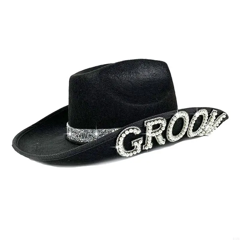

E1PE Multifunctional Comfortable Hat Windproof Casual Hat Minimalists Rhinestones Hat for Wedding Photoshoots