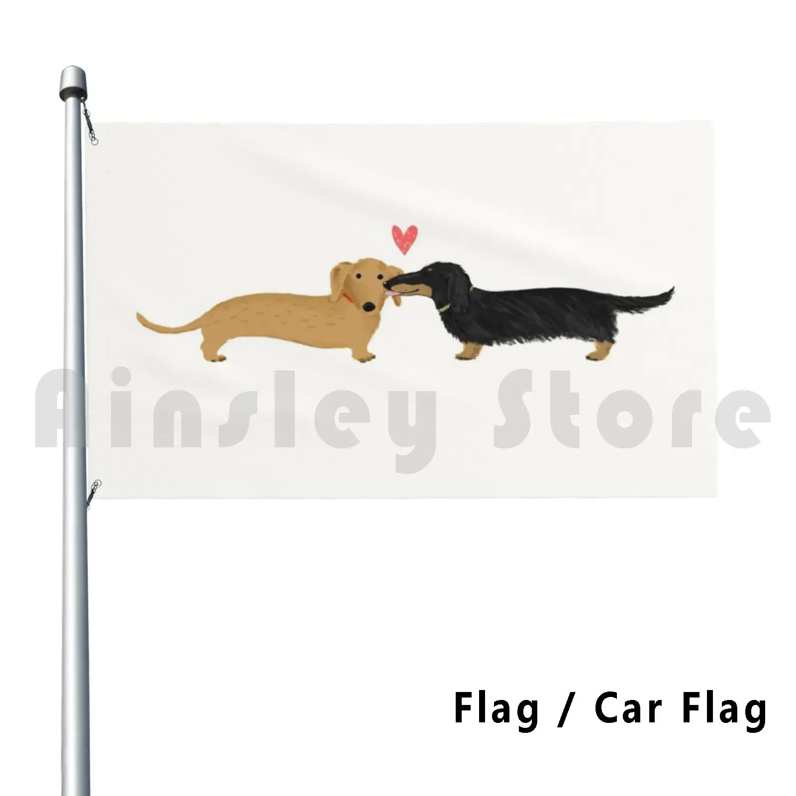 Dachshunds Love Flag Car Flag Funny Dachshund Dog Pets Animals Kiss Valentine Love I Love You Cute Doxie