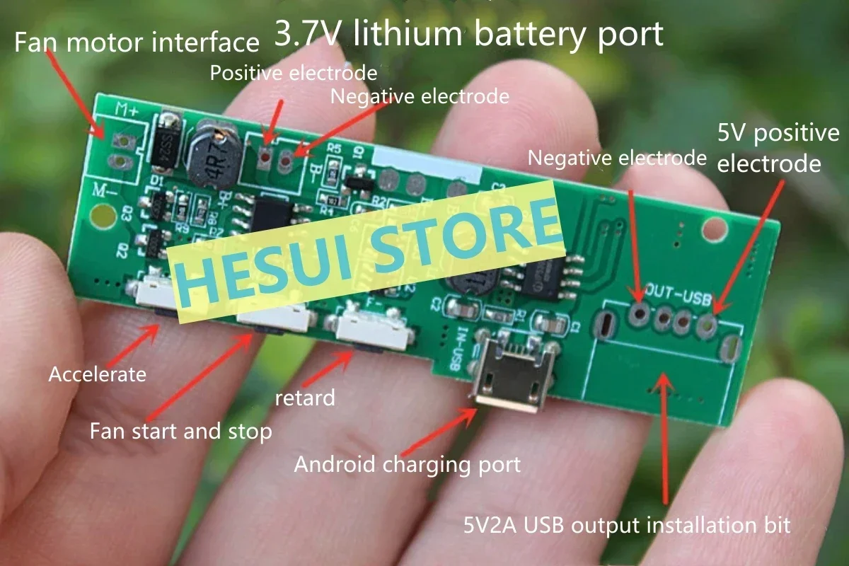 Power Bank board 5V2A contains small fan motor control