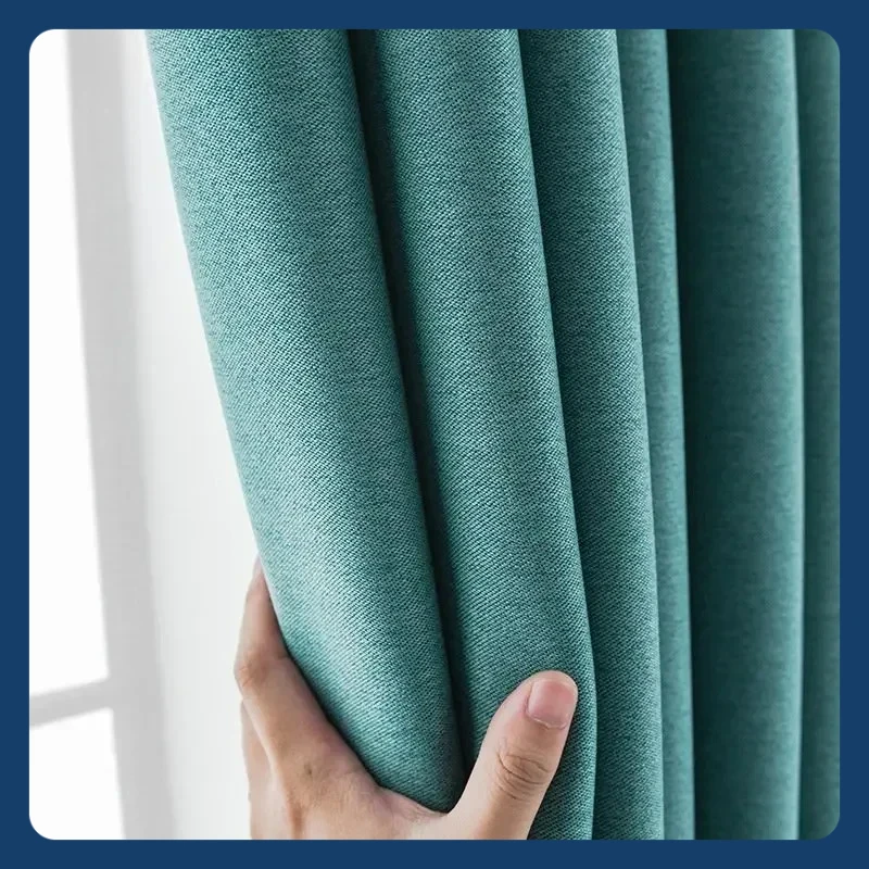 

Linen Curtains for Living Room Luxury Thick High Blackout Bedroom Dining Nordic Thermal Insulation Drapes Gray Solid Custom Door