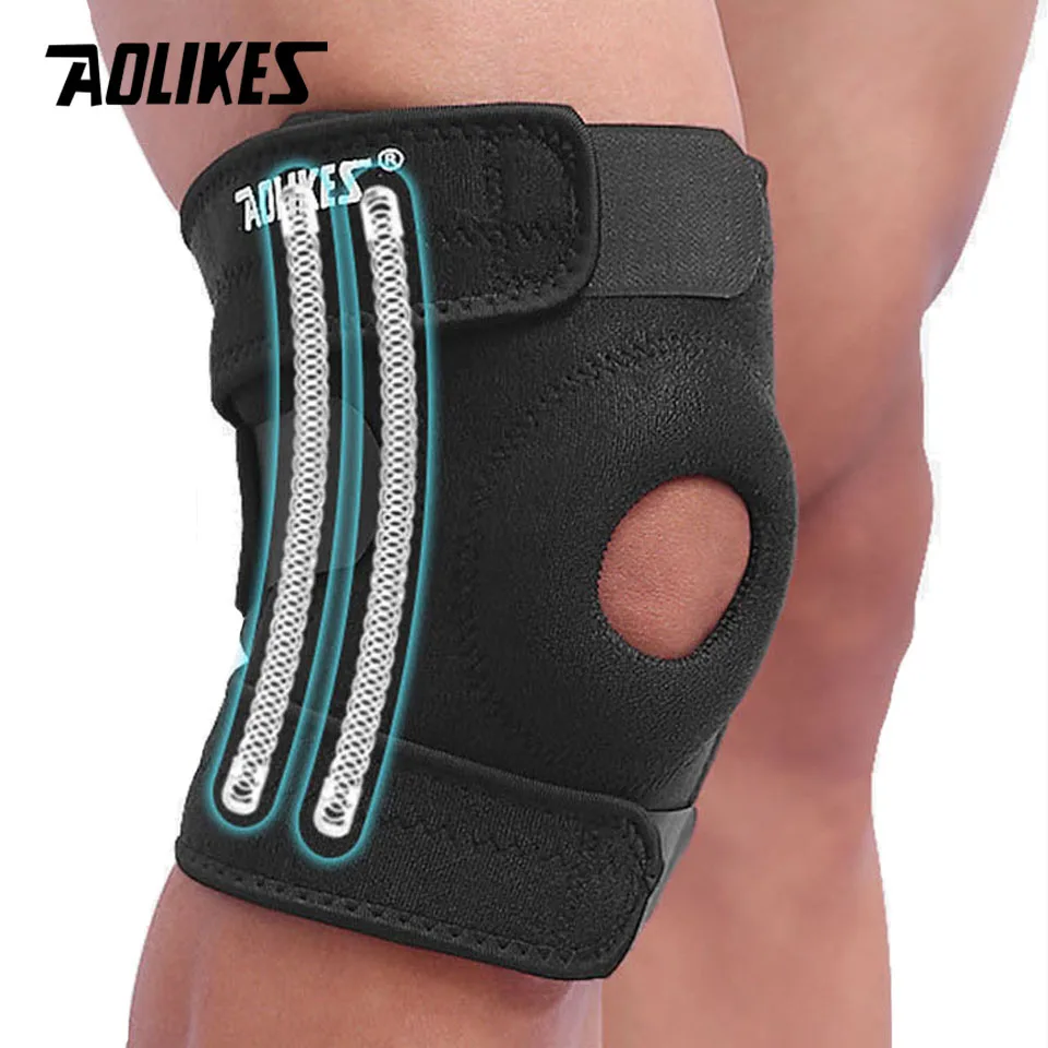 AOLIKES 1PCS New Knee Brace with Side Stabilizers - Adjustable Knee Support with Patella Gel Pad, Knee Wraps for Men & Women