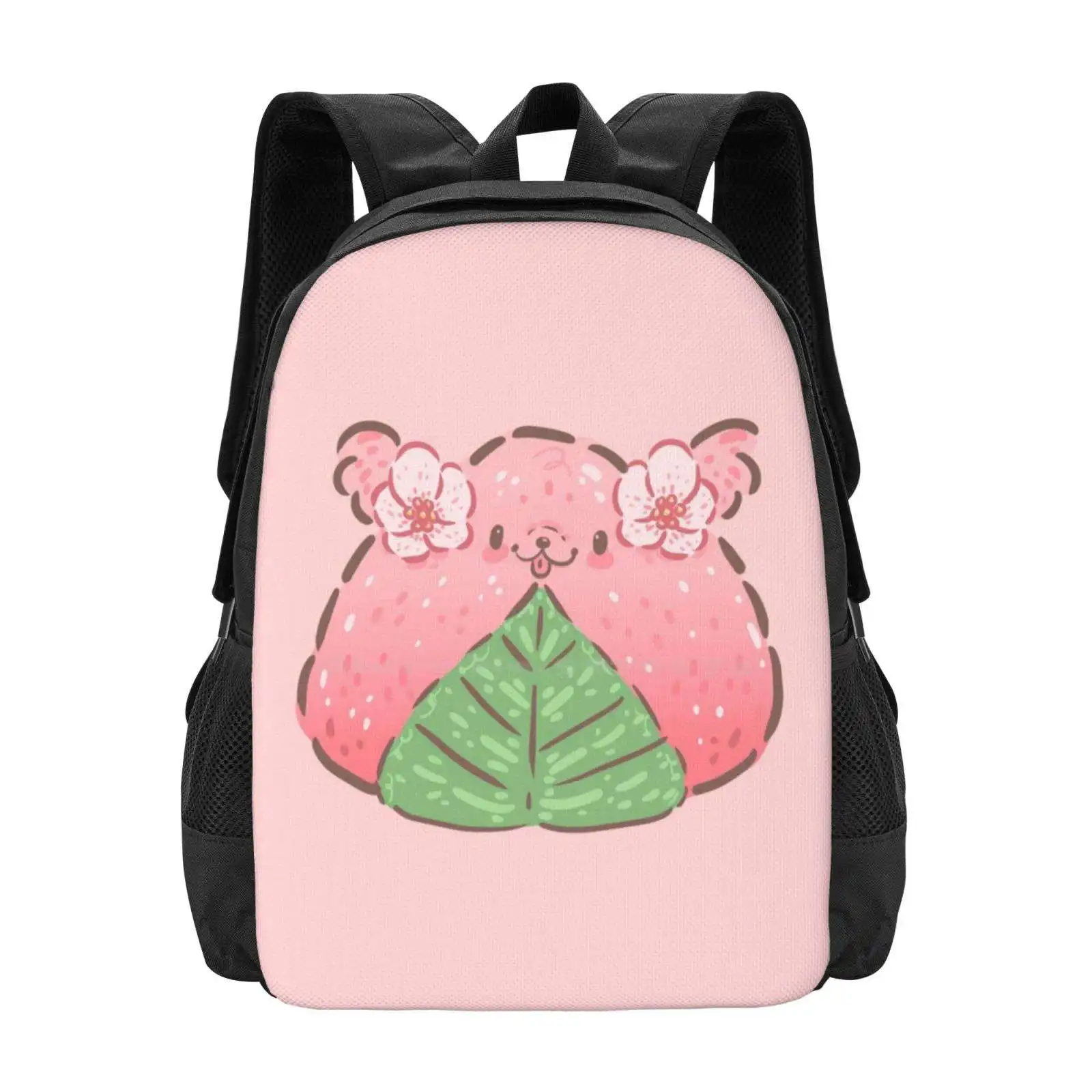 Sakura Mochi Pup Fashion Pattern Design Travel Laptop School Backpack Bag Sakura Spring Cherry Blossom Cute Kawaii Fluffymafi