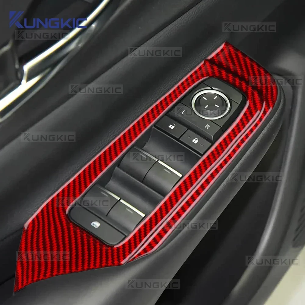 LHD RHD Real Soft Carbon Fiber Window Lift Switch Panel Decal Vehicle Interior Trim Parts For Toyota Prius 60 Series 2023-2025
