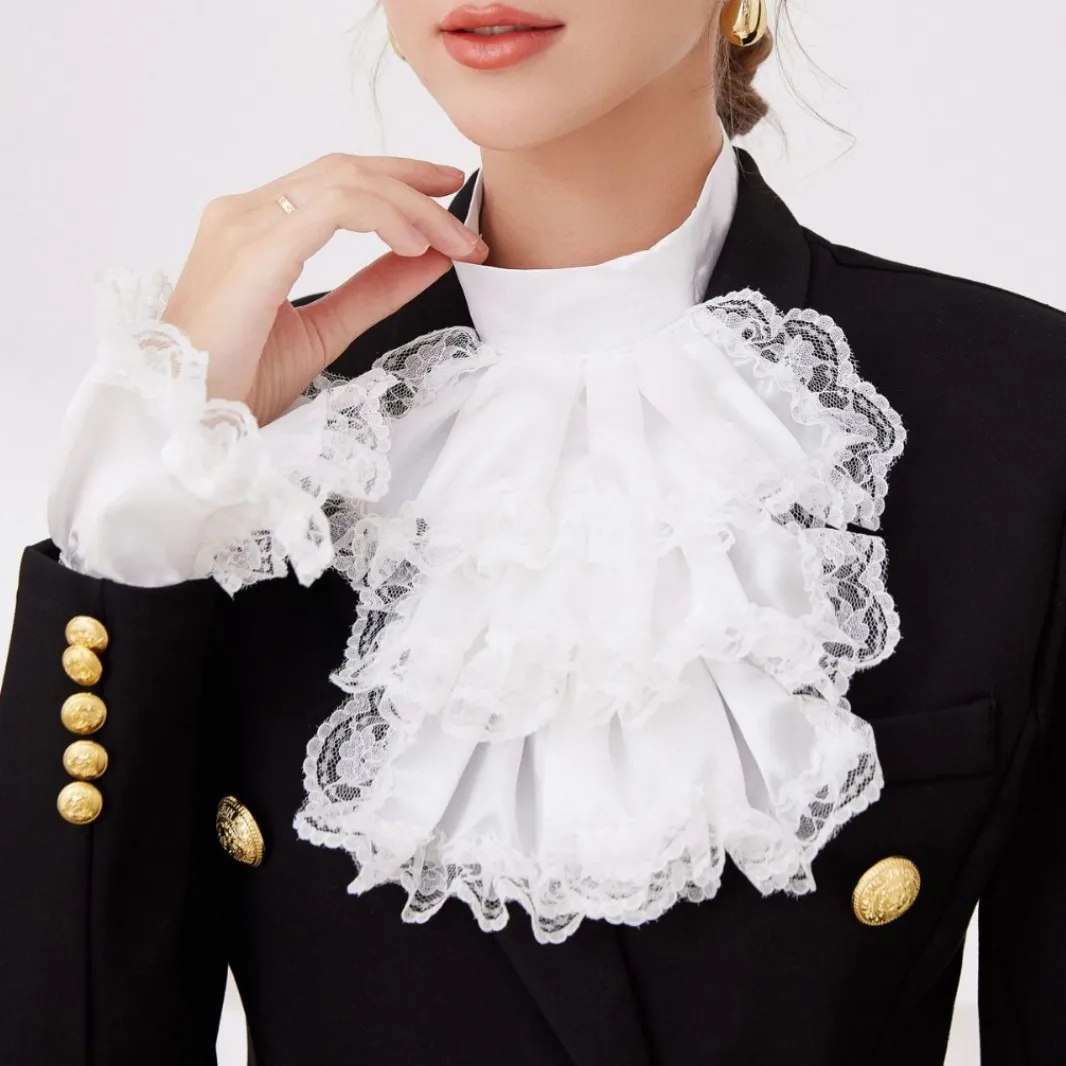 مجموعة قلادة مريلة بياقة المهرج الجديدة للسيدات، إكسسوارات حفلات المكياج، دعائم استوديو ريترو