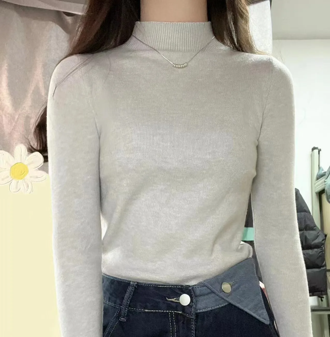 

Women Cashmere Warm Sweater Jumpers Basic Sweaters for 2023 New Autumn Winter Long Sleeve Knitted Soft Pullovers T49