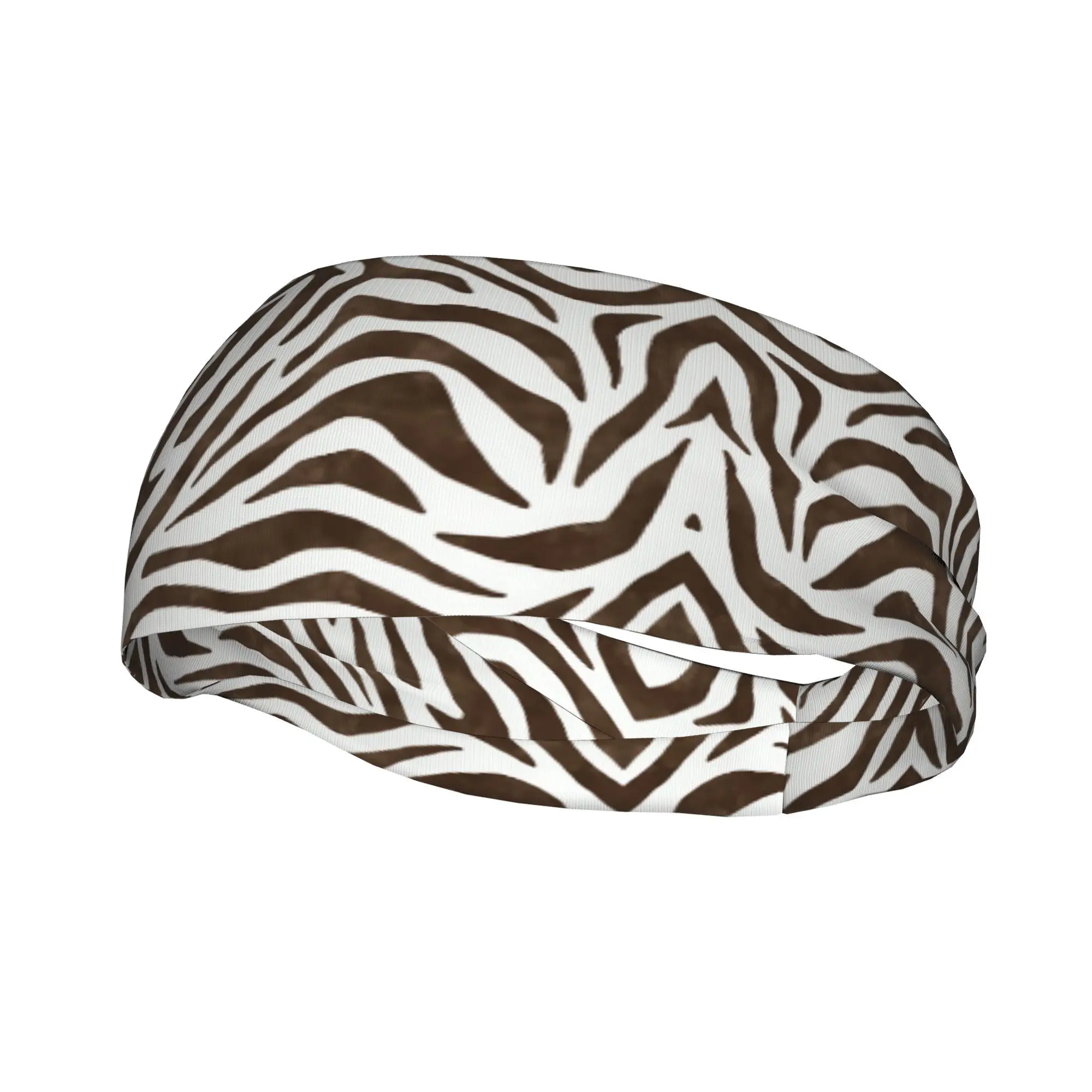 Non-slip Sports Headband Brown and White Zebra Pattern with Wavy Lines Moisture Wicking Sweatband Running Hair Band