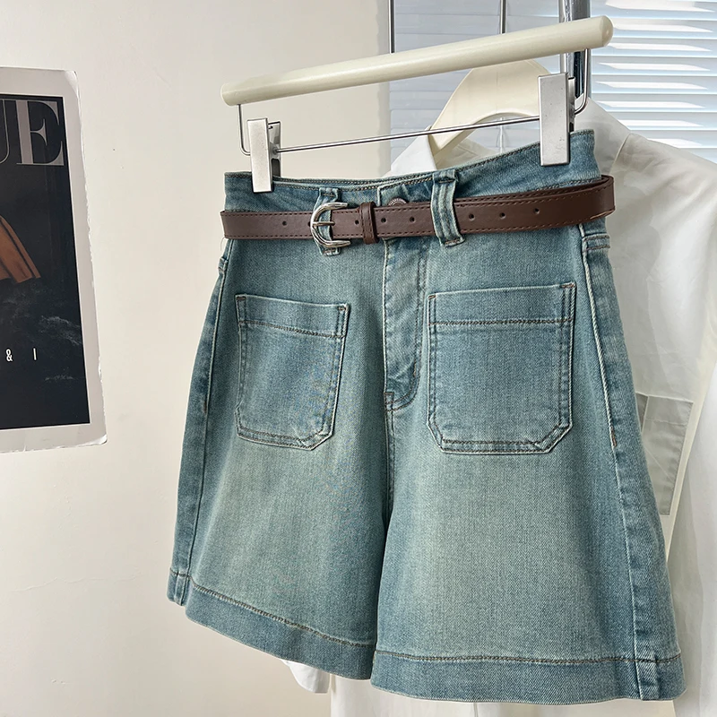 

2025 Summer New Women Shorts Jeans Baggy Straight Pants Vintage Streetwear Jeans Shorts Loose Casual Denim Pants