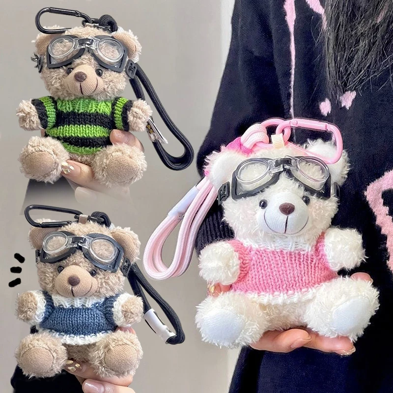 Brown Small Bear Doll Funny Keychains Creative Cartoon Small Bear Bag Pendant Keyring For Car Keys Cute Plush Keychain Wholesale