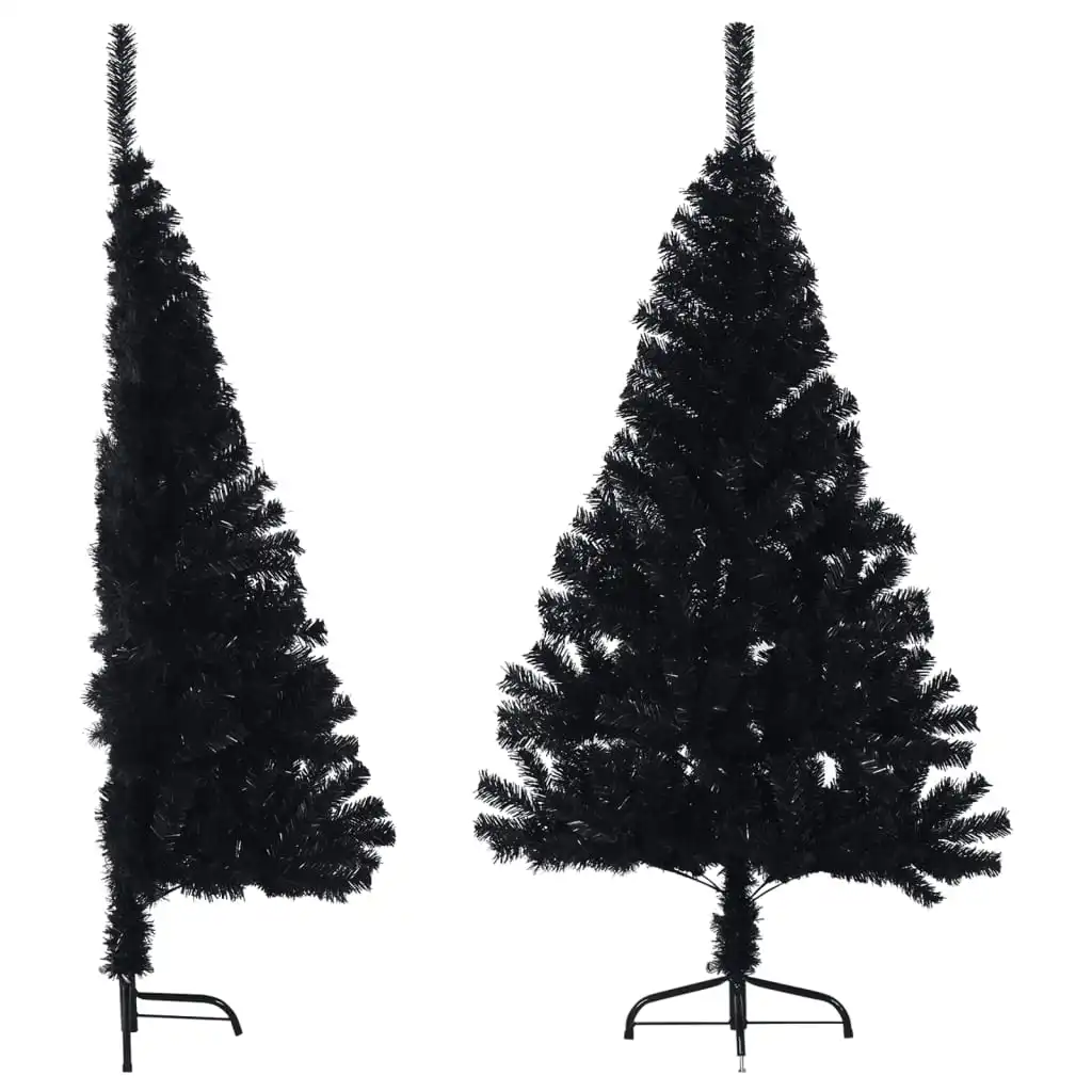 Künstlicher Halb-Weihnachtsbaum mit St?nder Schwarz 150 cm PVC