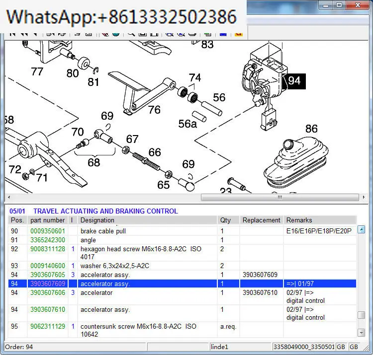 forklift  part 3903607605 or 3903607609 accelerator applicable to 324 335 electric truck E12/E14/E15/E16/E18/E20