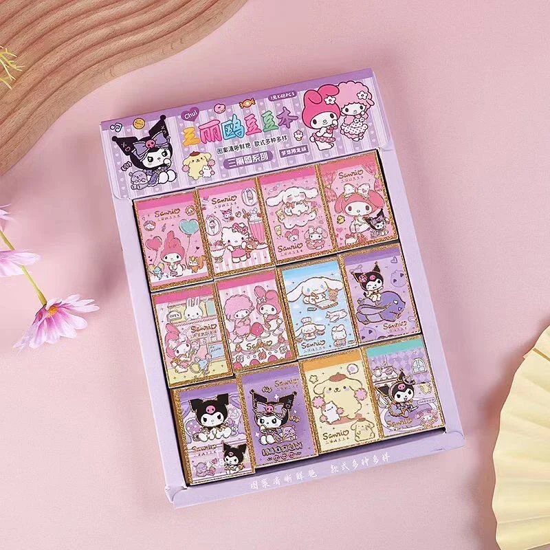 sanrio sticker mini livro kawaii ola kitty melody kuromi cinnamoroll adesivos papelaria infantil estudante material escolar 48 pcs 01