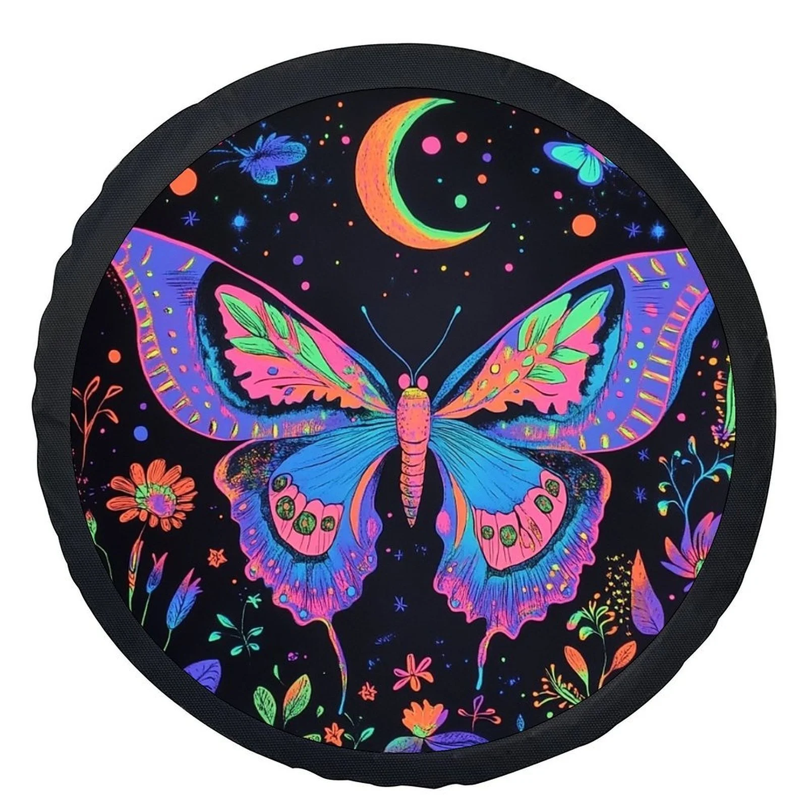 Neon Butterfly Spare Tire Cover Glow in Dark Wheel Protector Luminous UV Activated Accessory