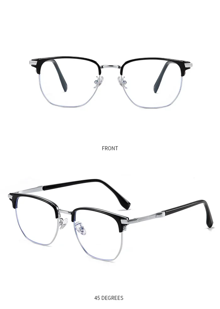 Mattschwarzer Rahmen, quadratisch, Minus-Dioptrien-Brille, blaues Licht blockierende Korrekturbrille für Kurzsichtigkeit 0–0,5–0,75 bis –6,0 – Detail 11