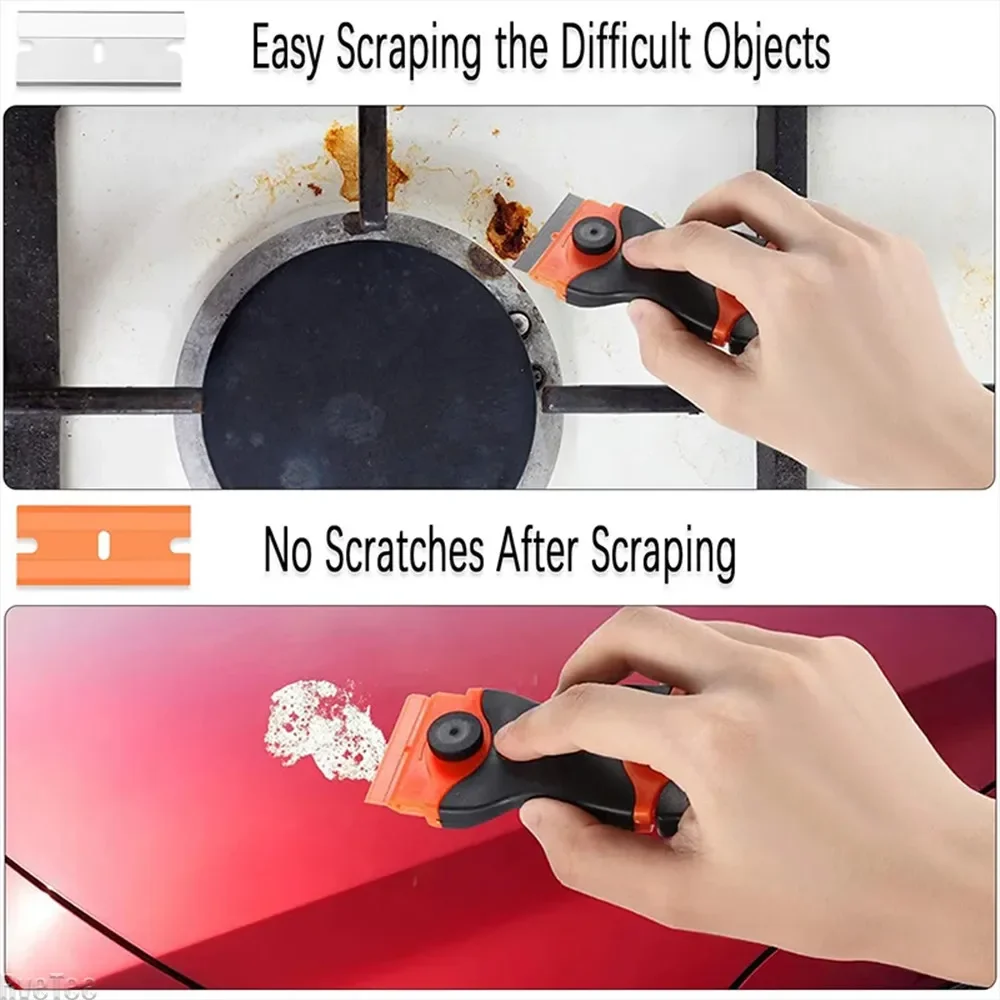 Window Glass Ceramic Scraper Cleaning Scraper Two Kinds Blade Plastic Handle Automotive Film Sticker Remover