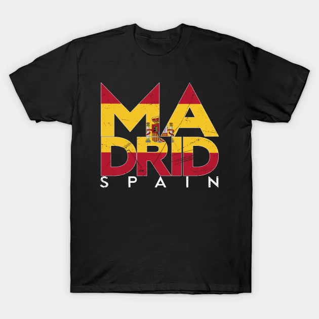 

Spanish Flag Madrid Spain Men's T-Shirt. Summer Cotton Short Sleeve O-Neck Unisex T Shirt New S-3XL