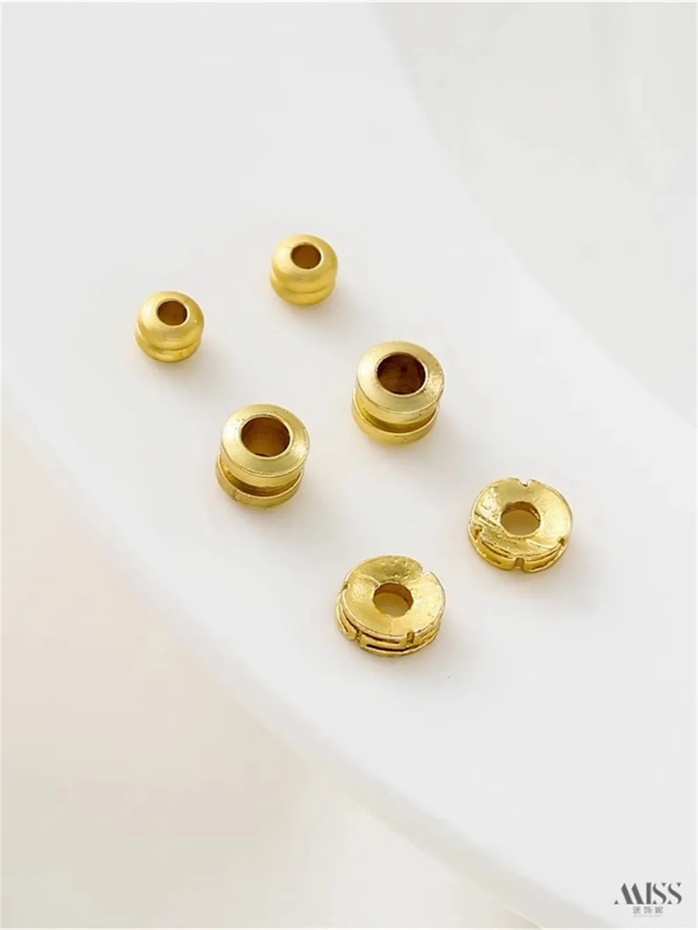 18K Matte Gold Threaded Bead Spacer Swastika Wheel Spacer Double-layer Hamburger Loose Bead DIY Necklace Bracelet Accessories