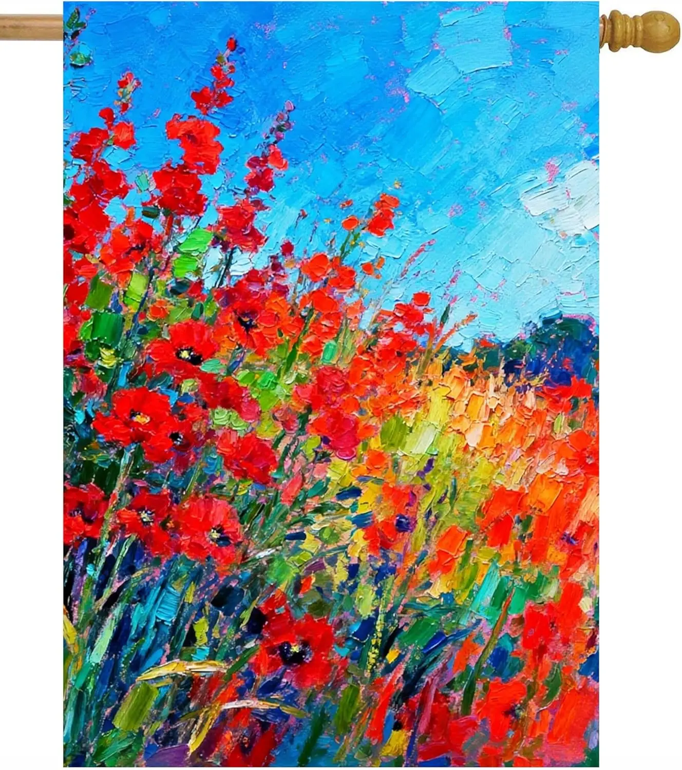 Watercolor Spring Floral Flower Fields Farm Landscape Abstract Artwork House Flag 28