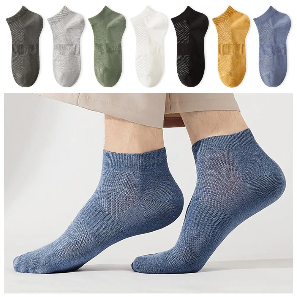 The New Hollow Out Mesh Men's Socks Non-slip Polyester Colored Boat Socks Breathable Thin Low-top Ankle Socks Men