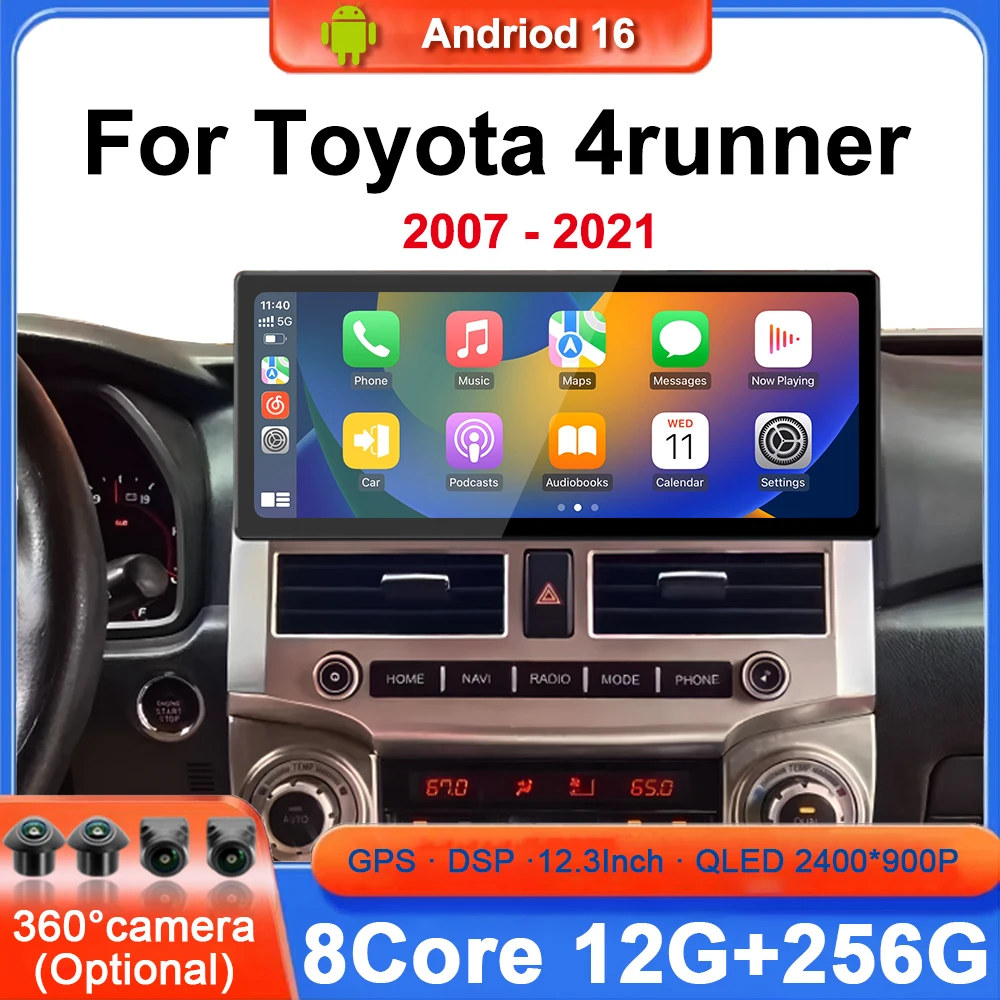Android Auto Car Radio For Toyota 4runner 2007 - 2021 Multimedia Player Stereo DSP 4G WiFi BT Carplay Head Unit GPS Navigation