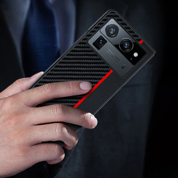 Capa For Tecno Phantom V Fold 2 Case Carbon Fiber Texture PU-Leather Shockproof Phone Cover for Phantom V Fold2 5G Funda