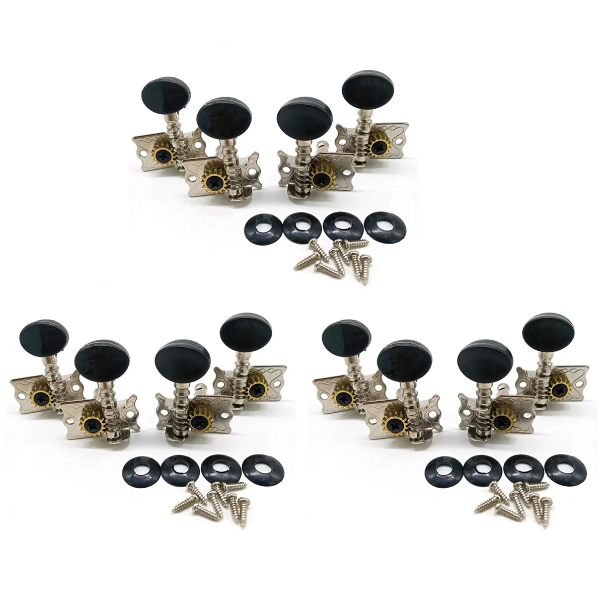 A71P 3X Tuning Pegs Tuners Machine Heads 2R 2L for 4 String Ukulele Guitar Bass Parts Repair Tools Kits Accessory