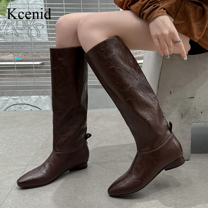

Kcenid/женские сапоги до колена, модная обувь на низком каблуке с круглым носком, осень-зима, размер 40, женская обувь высокого качества