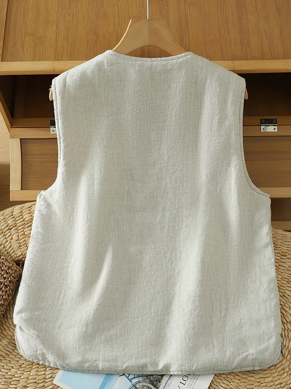 Retro casual algodão colete jaet feminino thiened quente ort sle commute sle cor pura inverno nova chegada