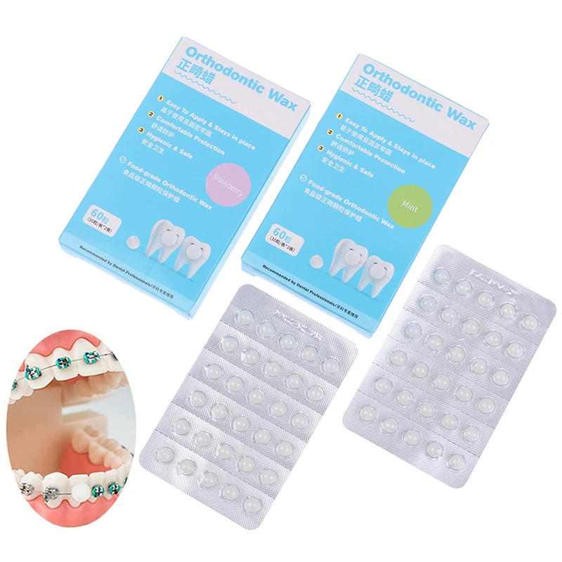 60pcs Dental Orthodontic Wax Protective Brace Wax Orthodontic Anti-grinding Food Grade Individually Packaged Superior Hygiene