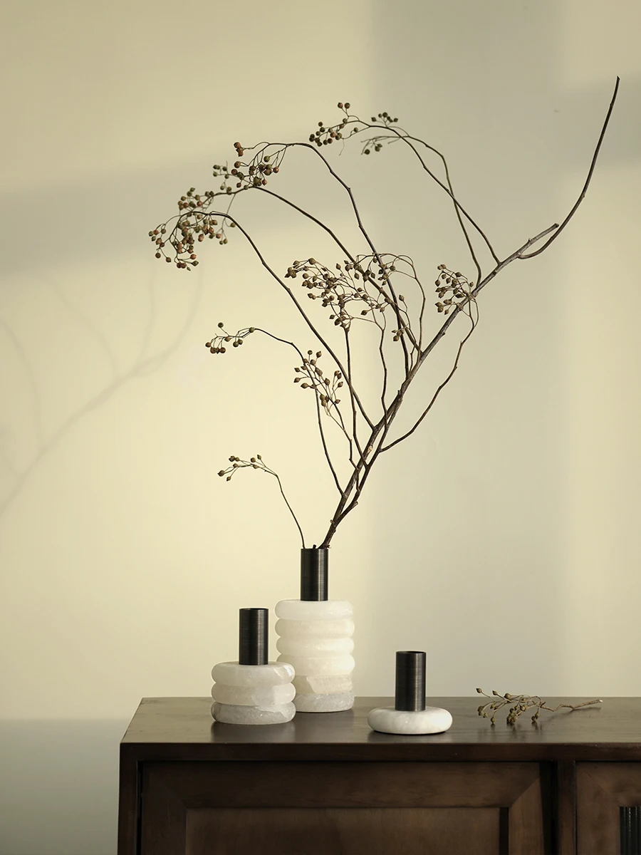 Natural Lucite Flower Vase Metal Small Vase Cascading Jade Ornaments Living Room Coffee Table Flower Arrangement Decoration