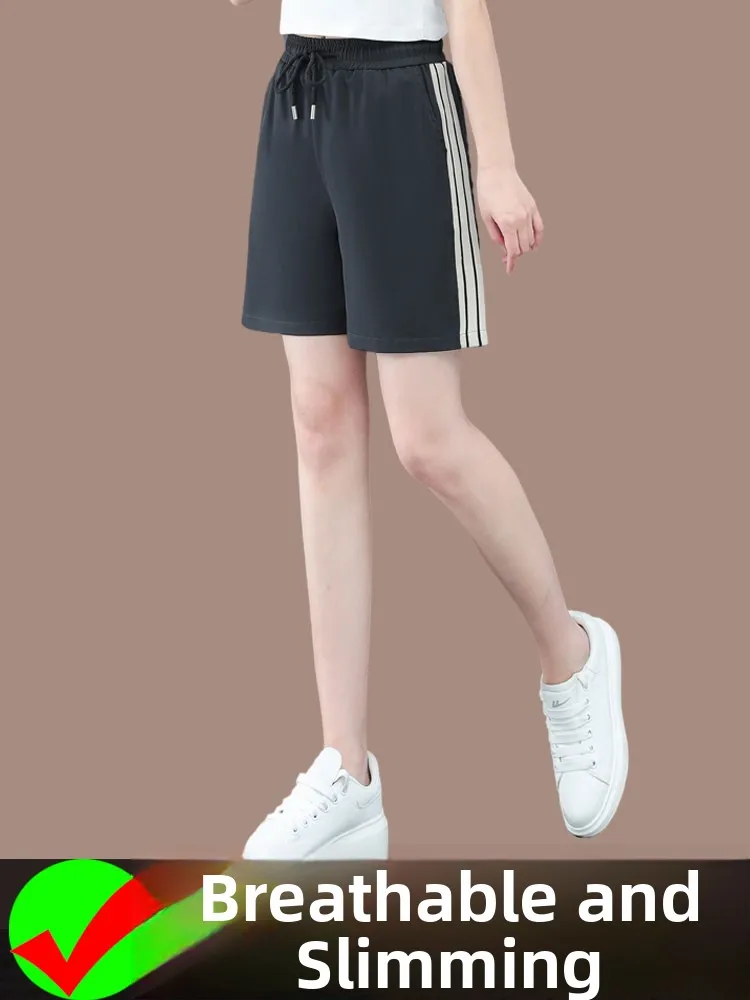 

plus Size Casual Pants Women Loose Summer Sports orts Fitn Mountain Climbing Five-Point Pants High Waist Straight Leg