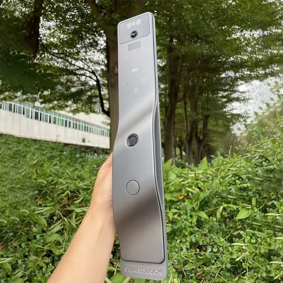004 3D Face Recognition Fully Automatic Smart Door Lock With Camera Fingerprint Magnetic Card Password Key Unlock