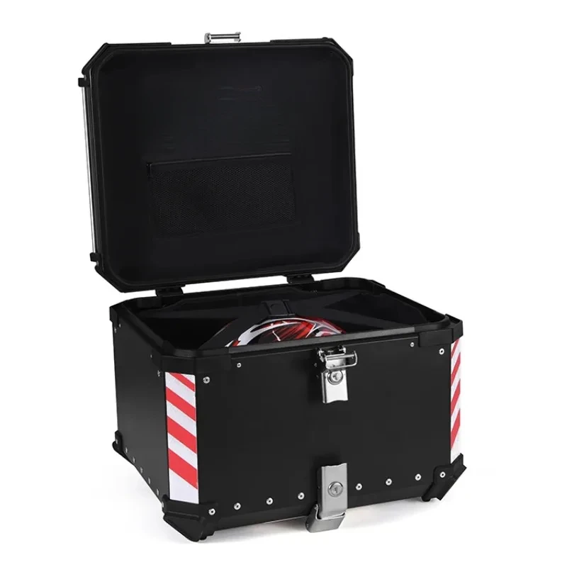 

Hot Selling 55L Black Angled Design Top Box Aluminum Box Motorcycle Delivery