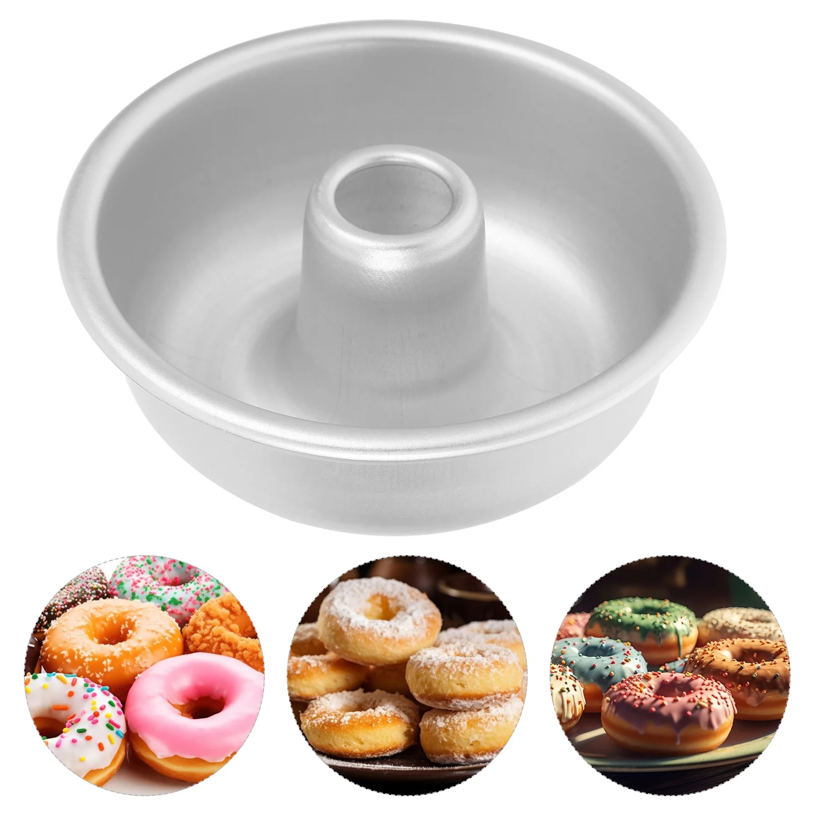 قالب خبز الدونات المستدير قطعة واحدة من مقلاة كعكة الشيفون المعدنية غير اللاصقة من سبائك الألومنيوم لقلي البسكويت والعقدة