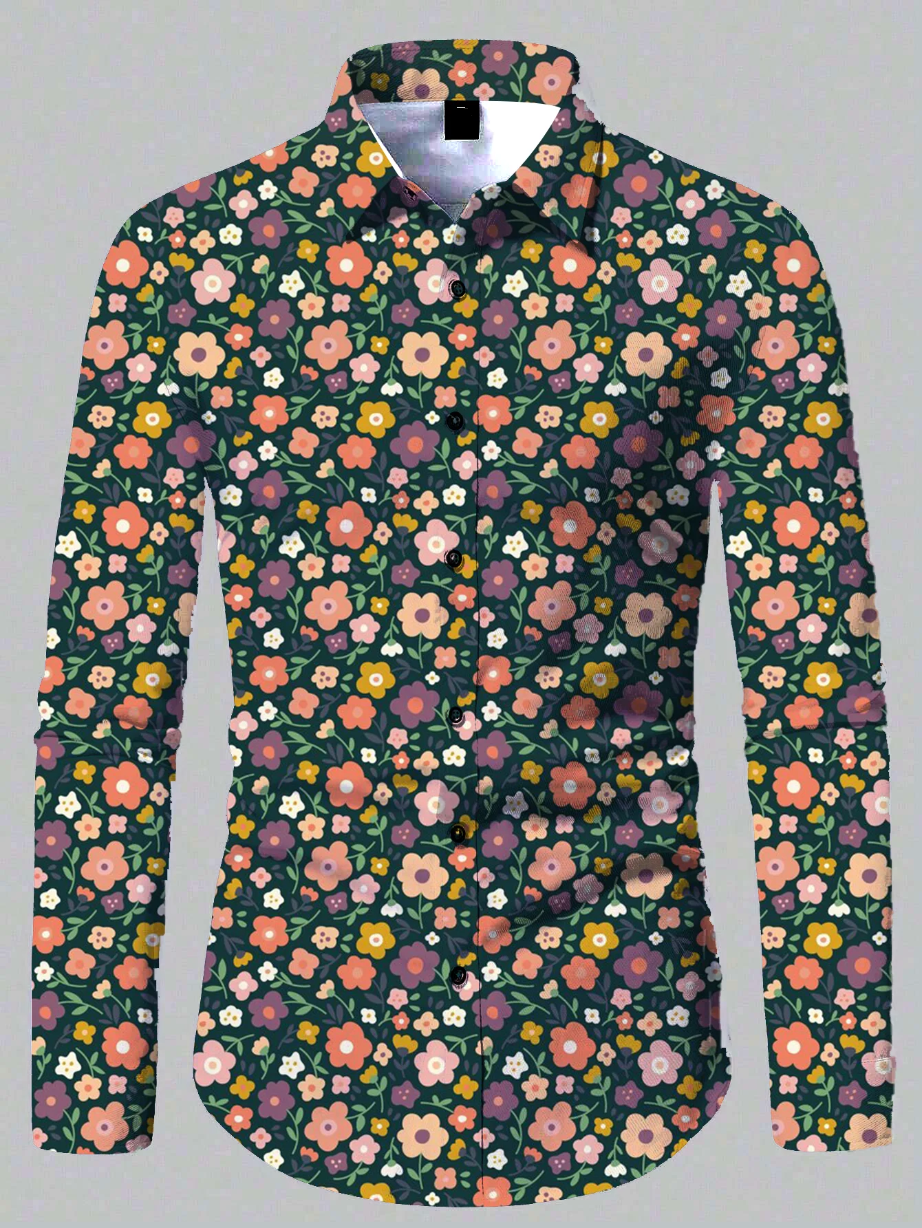 Retro 2024 Men\'s New Comfortable Long Sleeve Shirts New Casual Design Shirt Fashion 3D Printed Flower Pattern Men\'s Clothing