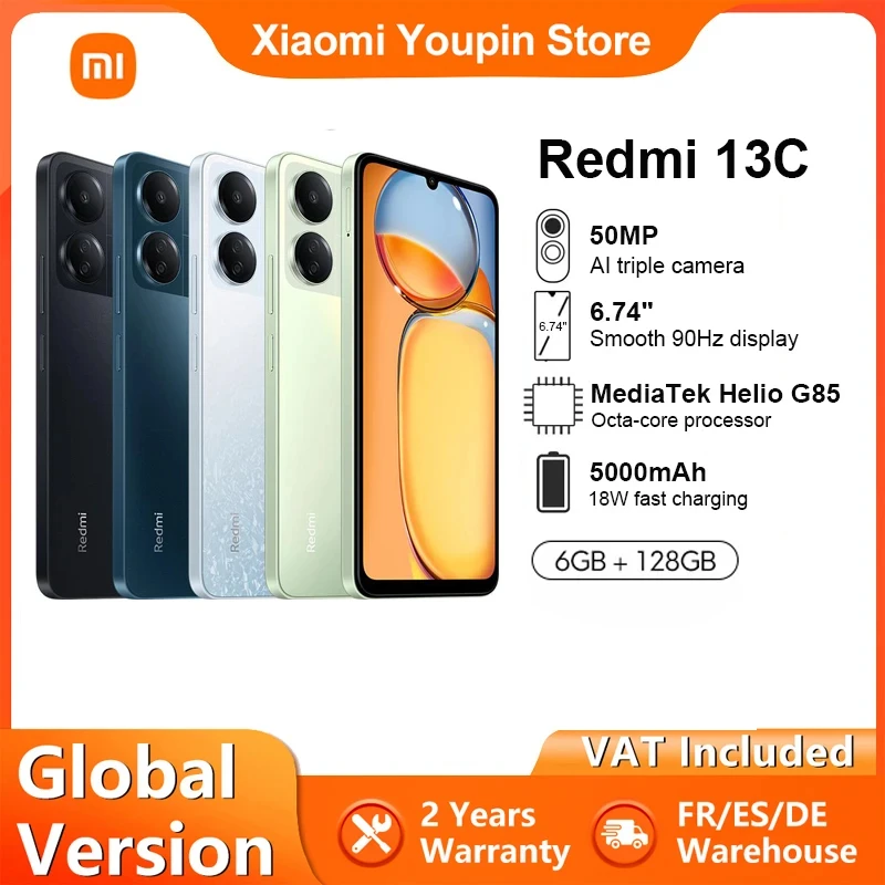 Global Version Xiaomi Redmi 13C MTK Helio G85 Octa Core 6.74