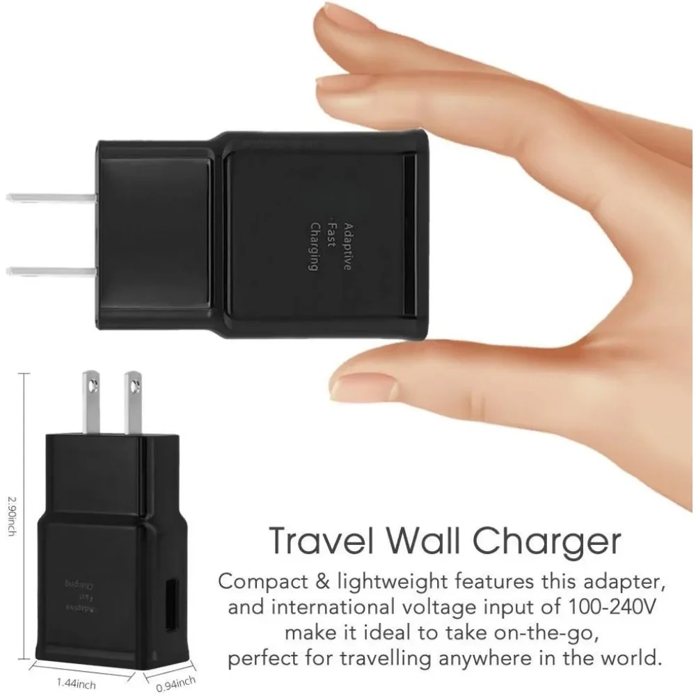 Adaptive Fast Charge USB Wall Charger Adapter, Fast Charging for Mobile Phones, Android Phone Travel Plug - 2 Pack