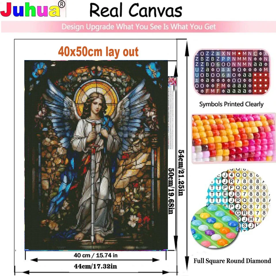 Angel Diamond Painting New 2024 Christian Art on Stained Glass Diamon Mosaic Mexican Catholic Art for Sublimation & crafts Gift