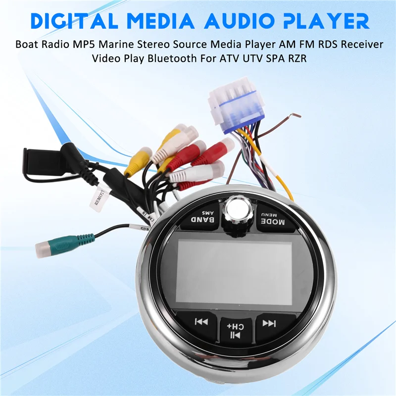 

Boat Radio MP5 Marine Stereo Source Media Player AM FM RDS Receiver Video Play Bluetooth For ATV UTV SPA RZR