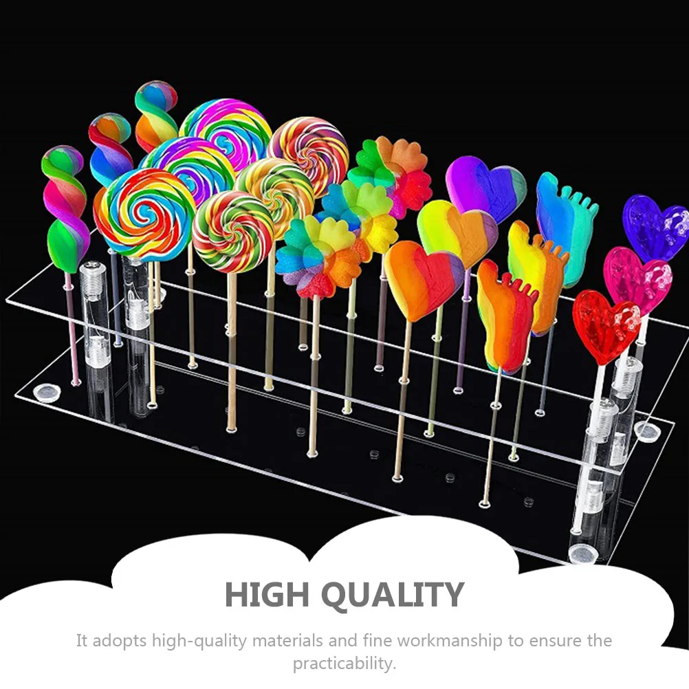 

21 Hole Acrylic Lollipop Display Rack Transparent Candy Holder Double Layer Storage Party Dessert Shelf Wedding Cake